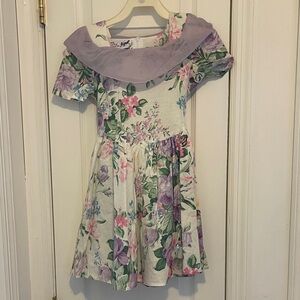 Little girls Floral Dress with Purple Accents
